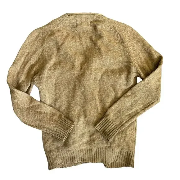 Scotish Shetland 100% Wool Sweater Cardigan Tan Medium - Picture 2 of 5